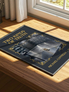 Two Kinds of Truth Classic Book Art Print by Michael Connelly – print on a sunlit desk