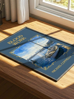 Blood Work Classic Book Art Print by Michael Connelly – print on a sunlit desk