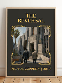 The Reversal Classic Book Art Print by Michael Connelly – framed print leaning on a wooden floor