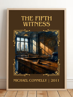 The Fifth Witness Classic Book Art Print by Michael Connelly – framed print leaning on a wooden floor