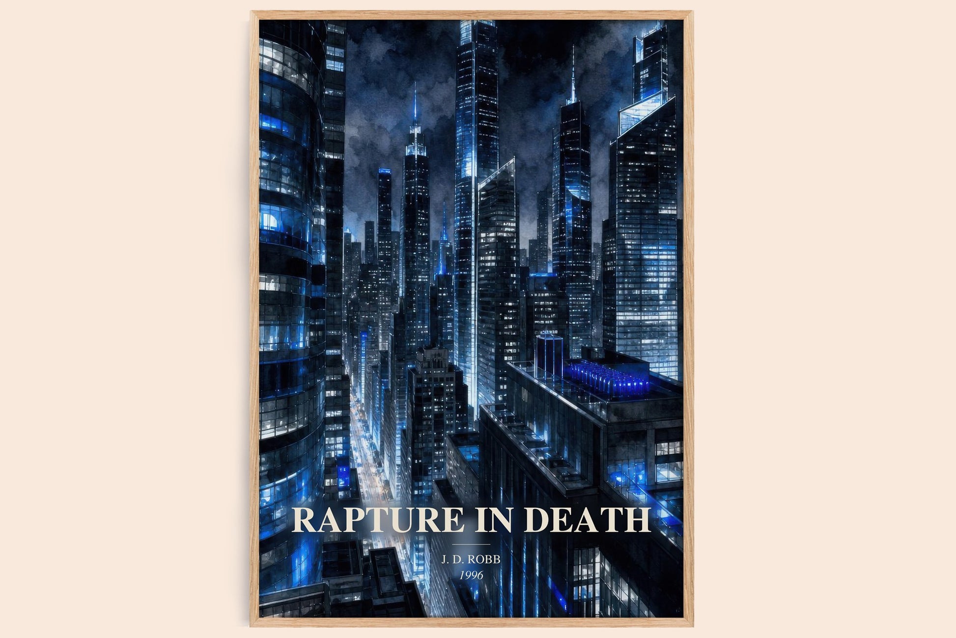 Rapture In Death watercolour book poster by J. D. Robb – framed literary art print