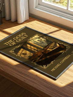 The Gods of Guilt Classic Book Art Print by Michael Connelly – print on a sunlit desk