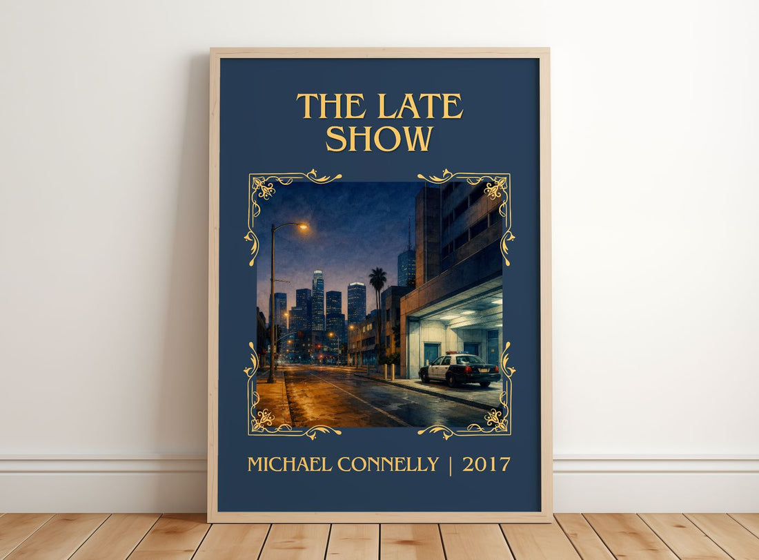The Late Show Classic Book Art Print by Michael Connelly – framed print leaning on a wooden floor