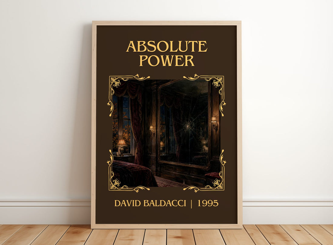 Absolute Power Classic Book Art Print by David Baldacci – framed print leaning on a wooden floor