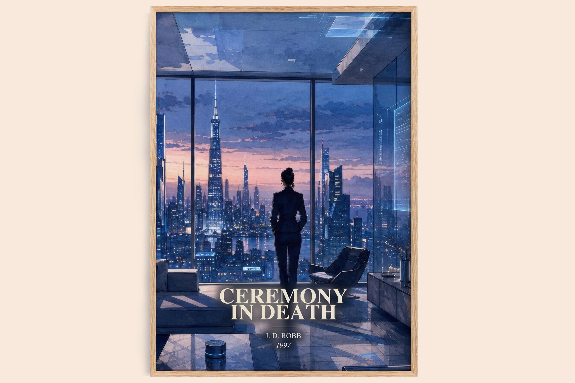 Ceremony In Death watercolour book poster by J. D. Robb – framed literary art print