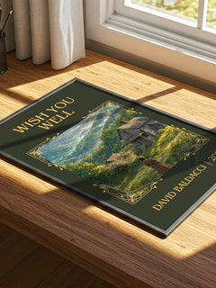 Wish You Well Classic Book Art Print by David Baldacci – print on a sunlit desk