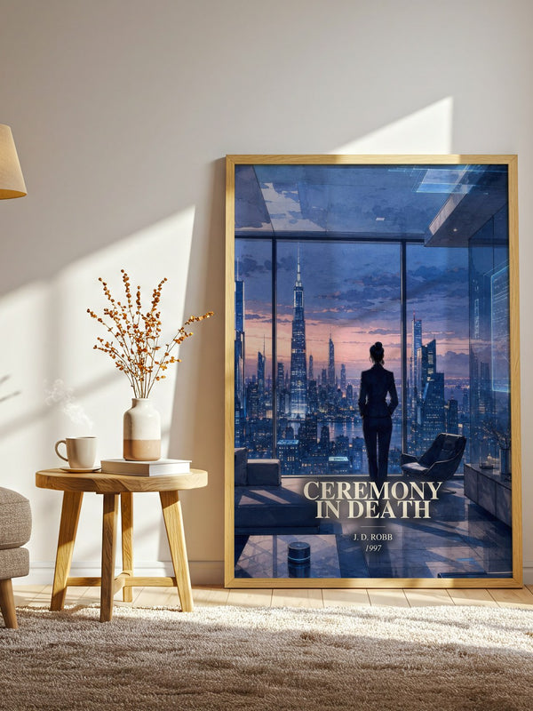 Ceremony In Death watercolour print in frame leaning in hallway – mystery wall art