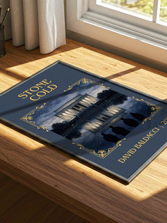 Stone Cold Classic Book Art Print by David Baldacci – print on a sunlit desk