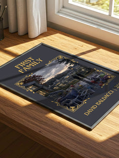 First Family Classic Book Art Print by David Baldacci – print on a sunlit desk