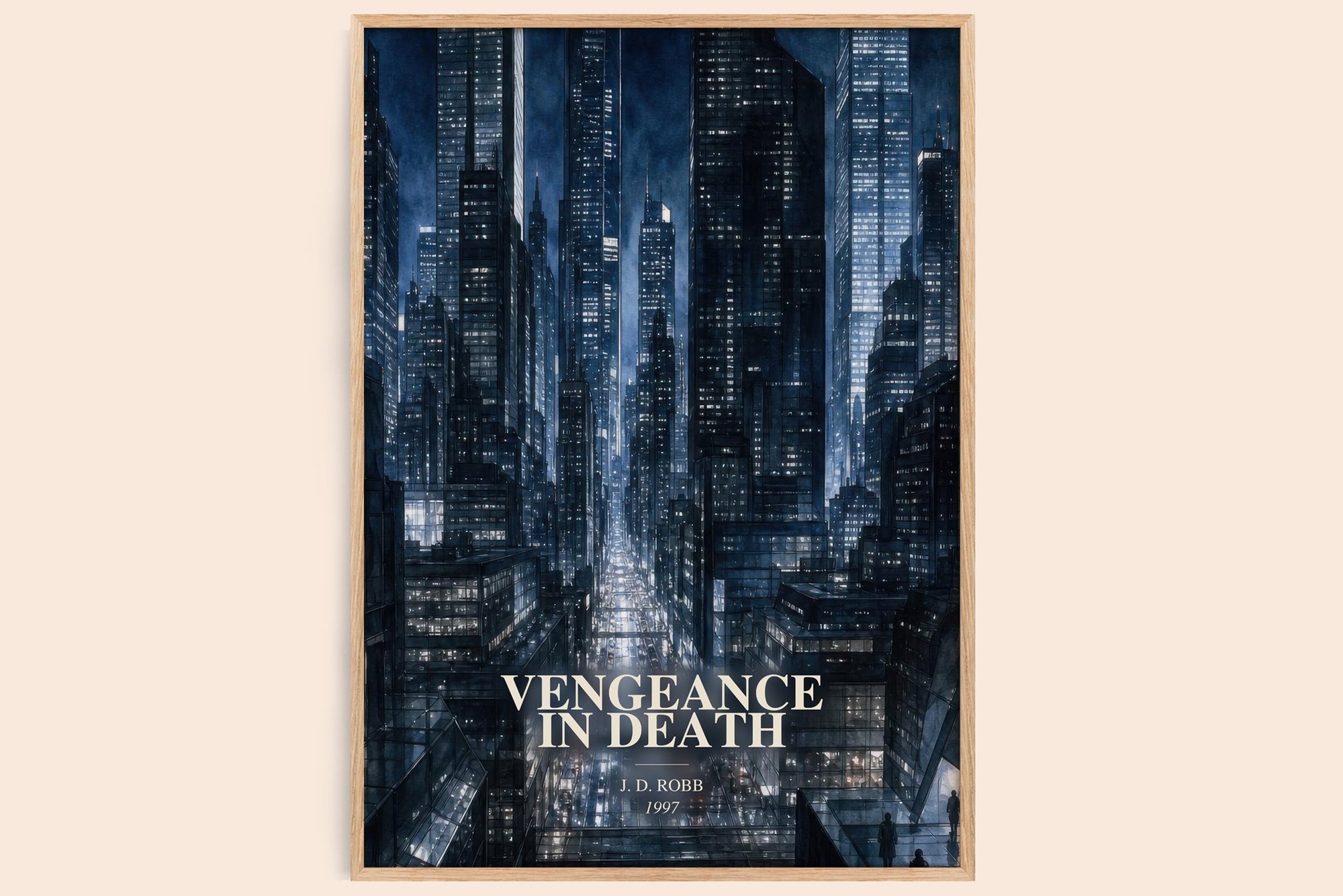 Vengeance In Death watercolour book poster by J. D. Robb – framed literary art print