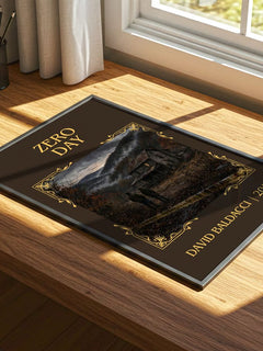 Zero Day Classic Book Art Print by David Baldacci – print on a sunlit desk