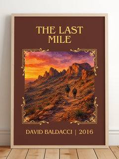 The Last Mile Classic Book Art Print by David Baldacci – framed print leaning on a wooden floor