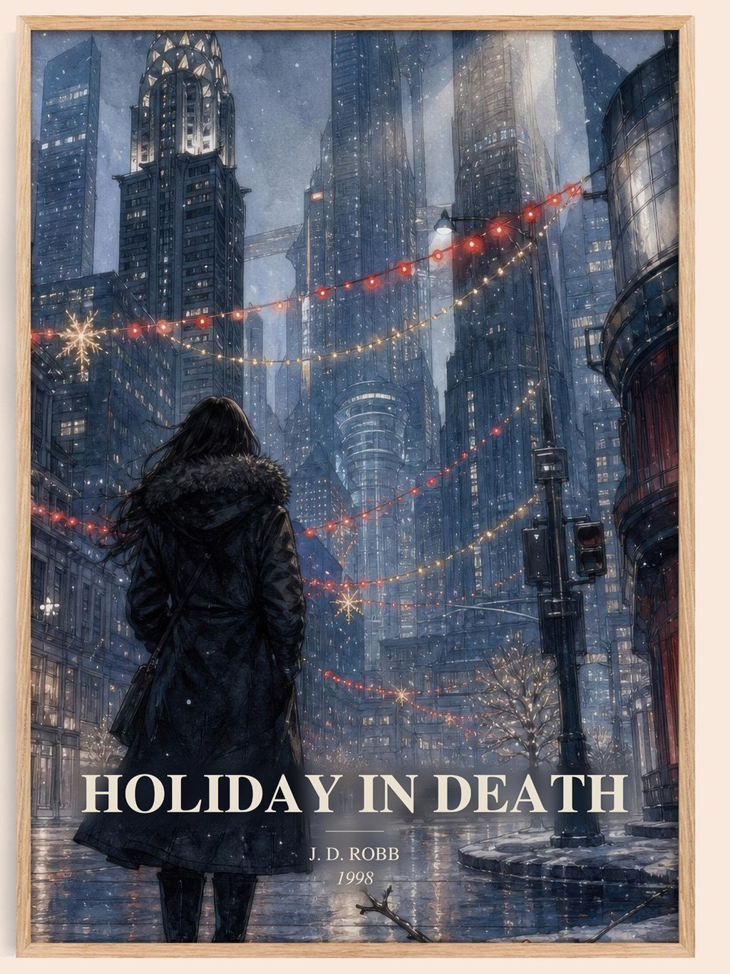 Holiday In Death watercolour book poster by J. D. Robb – framed literary art print
