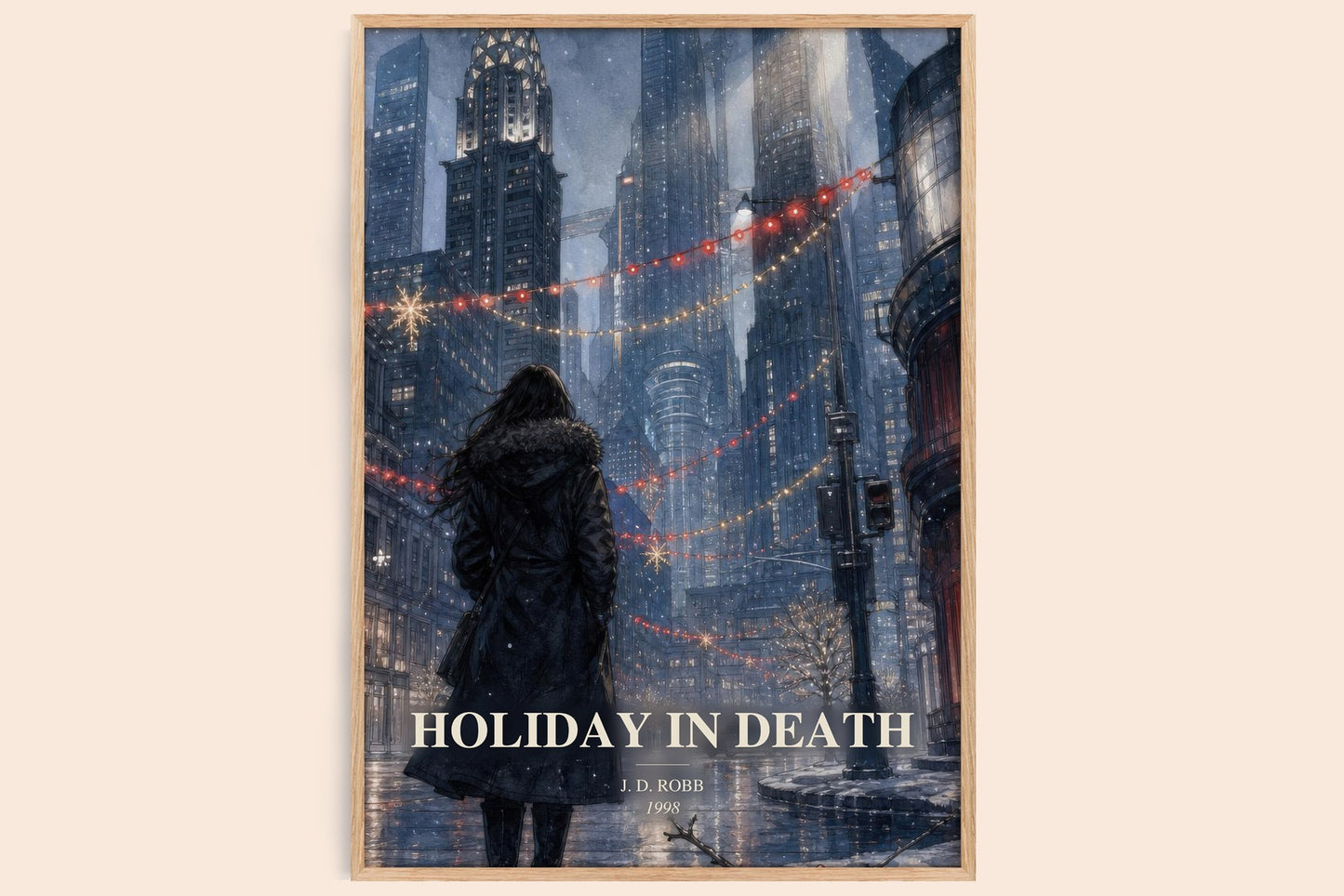 Holiday In Death watercolour book poster by J. D. Robb – framed literary art print