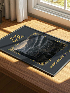 End Game Classic Book Art Print by David Baldacci – print on a sunlit desk
