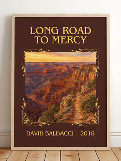 Long Road to Mercy Classic Book Art Print by David Baldacci – framed print leaning on a wooden floor