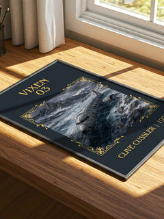 Vixen 03 Classic Book Art Print by Clive Cussler – print on a sunlit desk