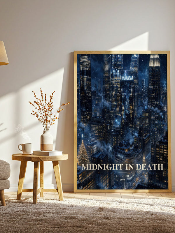 Midnight In Death watercolour print in frame leaning in hallway – thriller wall art