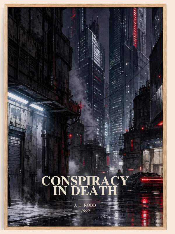 Conspiracy In Death watercolour book poster by J. D. Robb – framed literary art print