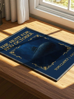 The Hunt for Red October Classic Book Art Print by Tom Clancy – print on a sunlit desk