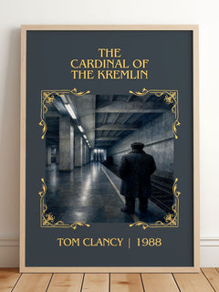 The Cardinal of the Kremlin Classic Book Art Print by Tom Clancy – framed print leaning on a wooden floor