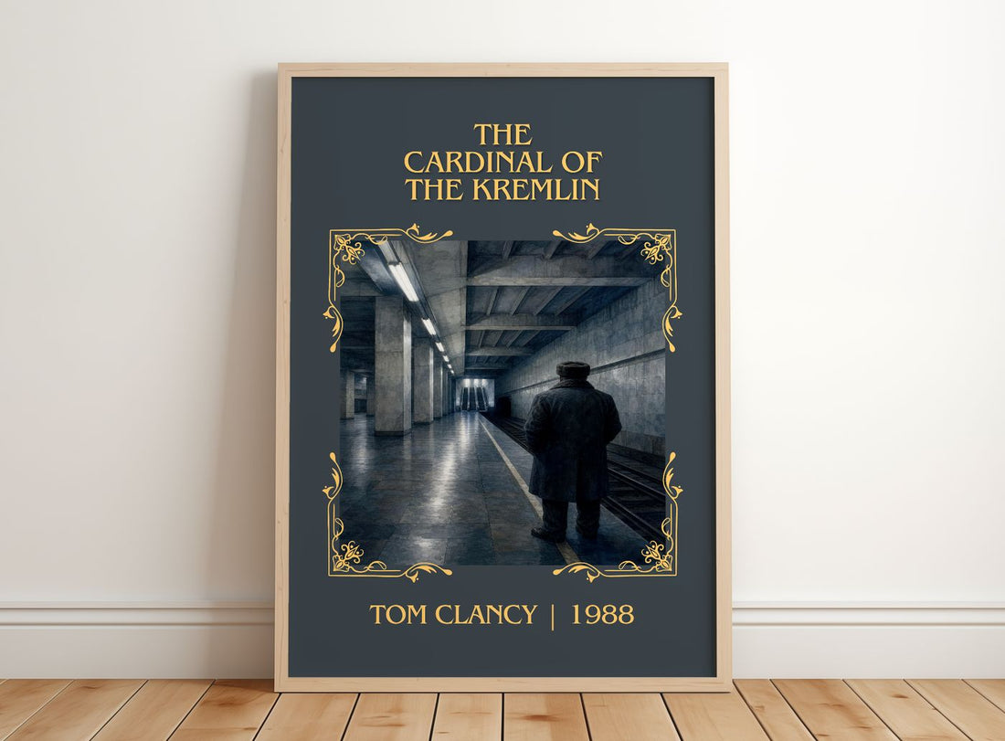 The Cardinal of the Kremlin Classic Book Art Print by Tom Clancy – framed print leaning on a wooden floor