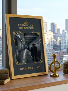 The Cardinal of the Kremlin Classic Book Art Print by Tom Clancy – framed print on a city-view windowsill