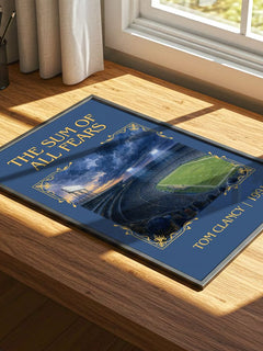 The Sum of All Fears Classic Book Art Print by Tom Clancy – print on a sunlit desk