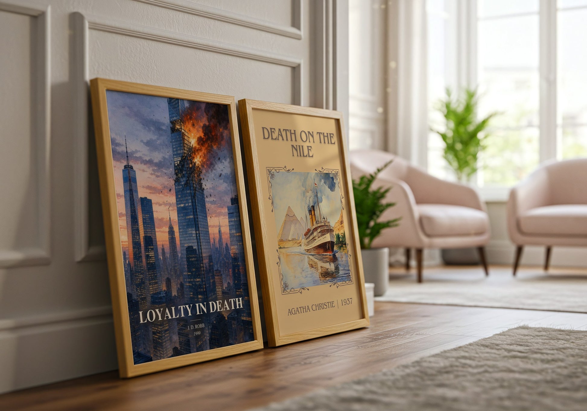 Loyalty In Death watercolour print framed by window – literary home decor