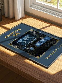 Rainbow Six Classic Book Art Print by Tom Clancy – print on a sunlit desk