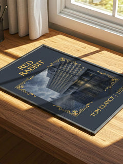 Red Rabbit Classic Book Art Print by Tom Clancy – print on a sunlit desk