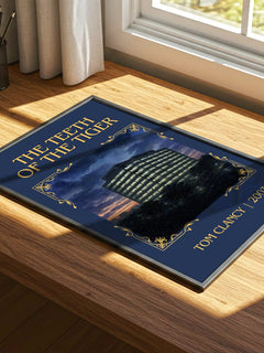 The Teeth of the Tiger Classic Book Art Print by Tom Clancy – print on a sunlit desk