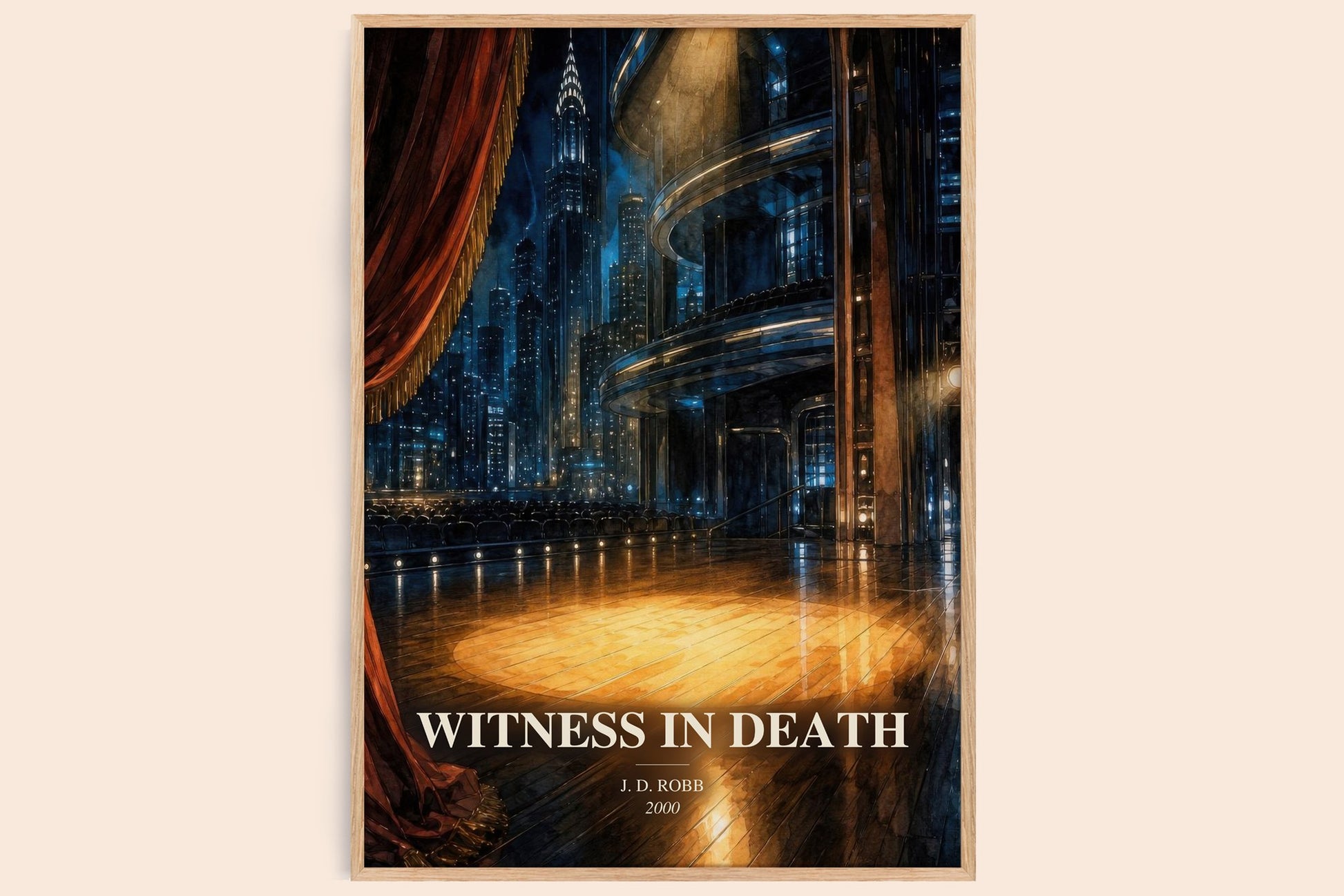 Witness In Death watercolour book poster by J. D. Robb – framed literary art print
