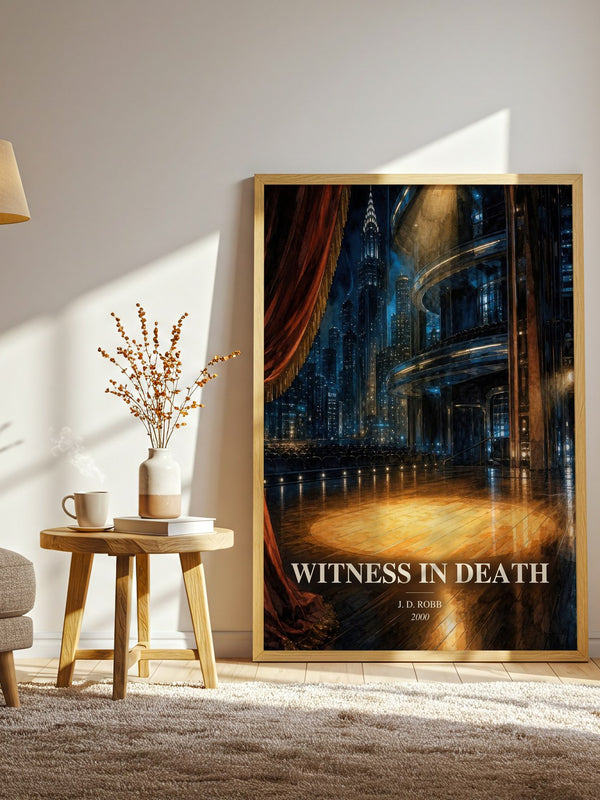 Witness In Death watercolour print in frame leaning in hallway – mystery wall art
