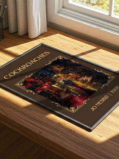 Cockroaches Classic Book Art Print by Jo Nesbø – print on a sunlit desk