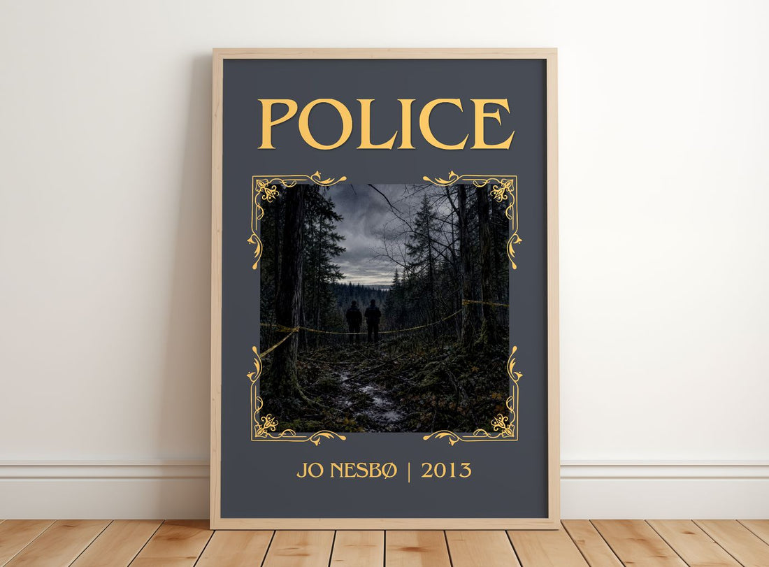 Police Classic Book Art Print by Jo Nesbø – framed print leaning on a wooden floor