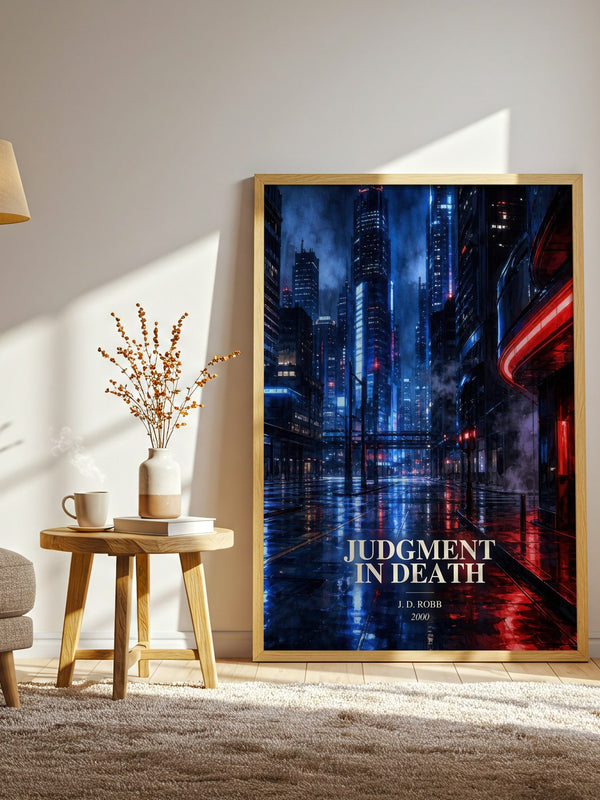 Judgment In Death watercolour print in frame leaning in hallway – mystery wall art