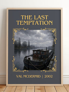 The Last Temptation Classic Book Art Print by Val McDermid – framed print leaning on a wooden floor