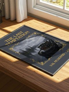 The Last Temptation Classic Book Art Print by Val McDermid – print on a sunlit desk