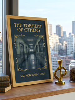 The Torment of Others Classic Book Art Print by Val McDermid – framed print on a city-view windowsill