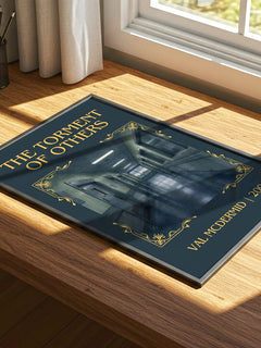 The Torment of Others Classic Book Art Print by Val McDermid – print on a sunlit desk