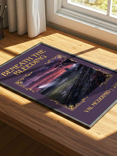 Beneath the Bleeding Classic Book Art Print by Val McDermid – print on a sunlit desk