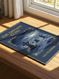 The Distant Echo Classic Book Art Print by Val McDermid – print on a sunlit desk