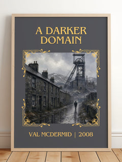 A Darker Domain Classic Book Art Print by Val McDermid – framed print leaning on a wooden floor