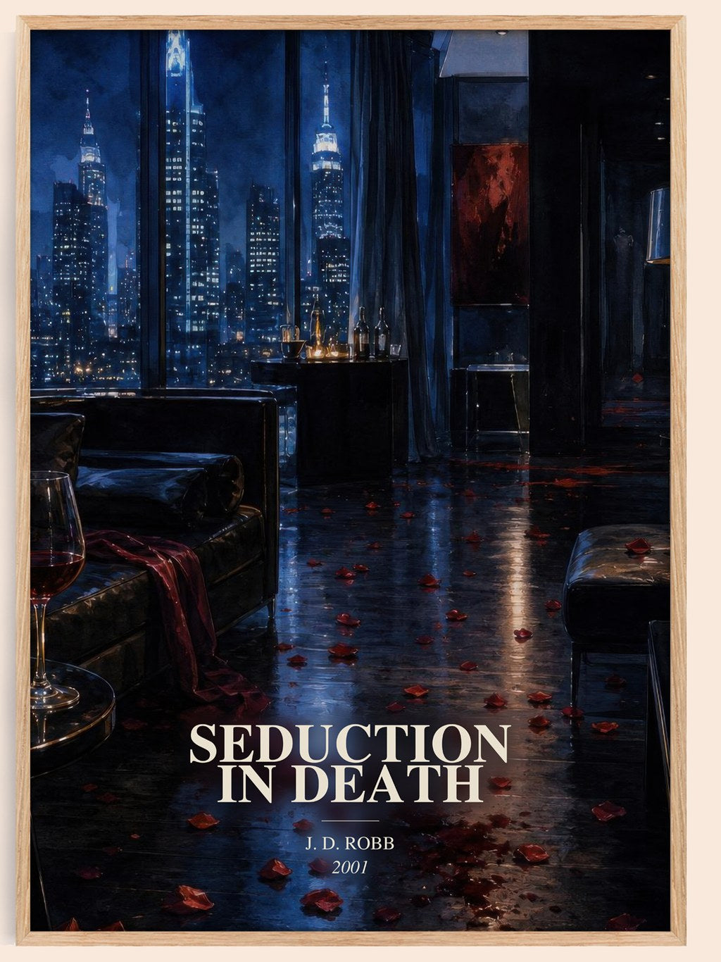 Seduction In Death watercolour book poster by J. D. Robb – framed literary art print