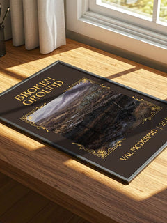 Broken Ground Classic Book Art Print by Val McDermid – print on a sunlit desk