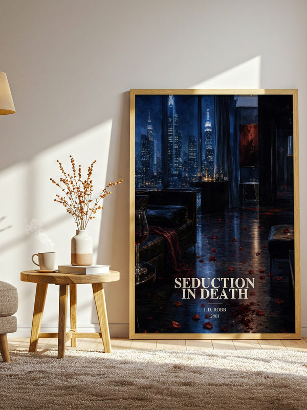 Seduction In Death watercolour print in frame leaning in hallway – thriller wall art