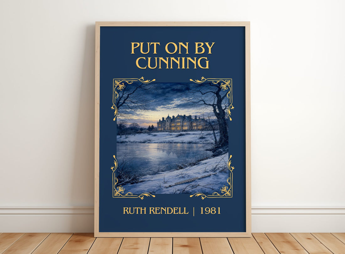 Put On by Cunning Classic Book Art Print by Ruth Rendell – framed print leaning on a wooden floor