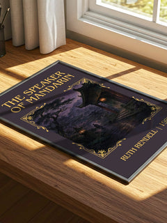 The Speaker of Mandarin Classic Book Art Print by Ruth Rendell – print on a sunlit desk