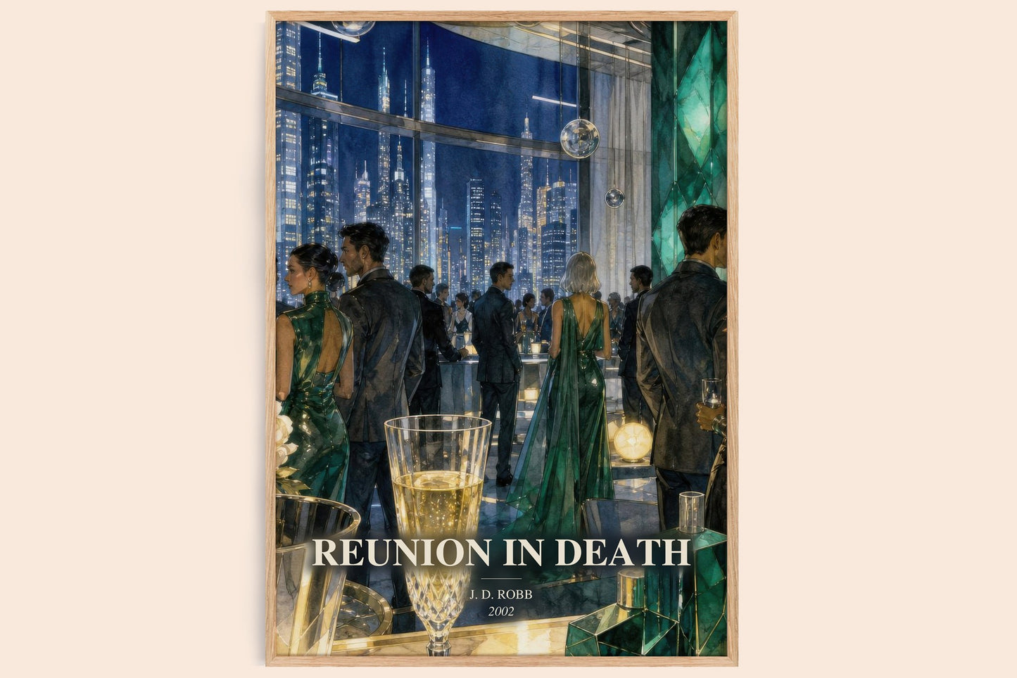 Reunion In Death watercolour book poster by J. D. Robb – framed literary art print